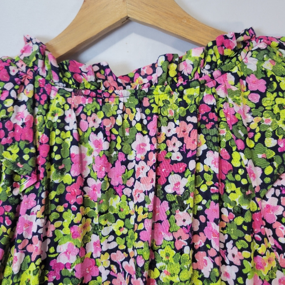 Crown & Ivy Cottagecore Grannycore Pansy Floral Ruffle Cotton Pocket Maxi Dress - Picture 10 of 10